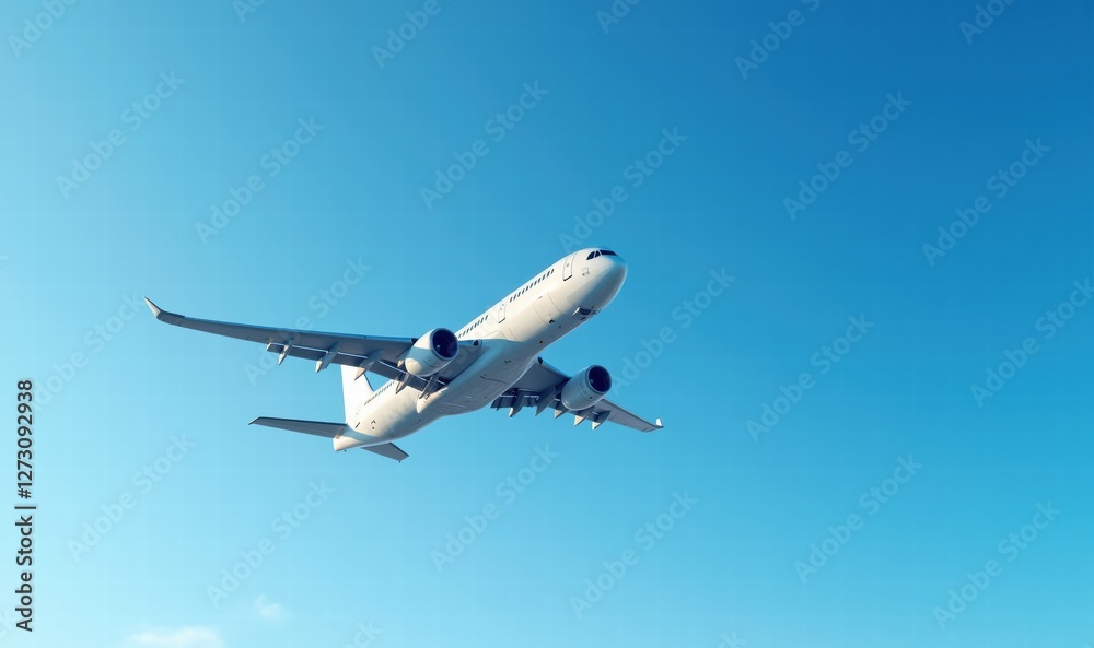 A modern passenger airplane soaring through a clear blue sky, symbolizing travel, innovation, and global connectivity in the aviation industry. A modern passenger airplane soaring through a clear blue sky, symbolizing travel, innovation, and global connectivity in the aviation industry.