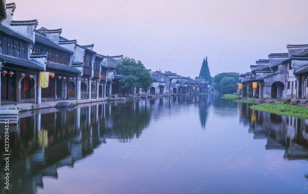 Naklejka premium Old houses, rivers, and bridges in Zhouzhuang Ancient Town, Suzhou City, Jiangsu Province, China On April 18th, 2023