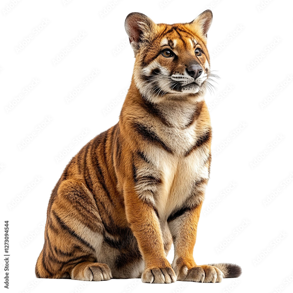 Fototapeta premium Angled view full-body shot of an extremely perfect-looking single Tasmanian Tiger isolated on a white transparent background