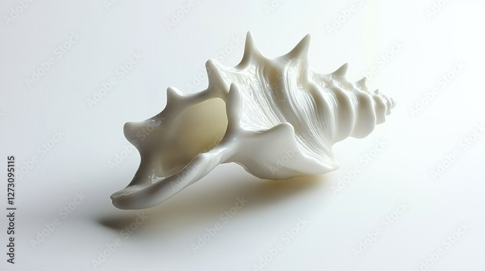 Tiny white seashell with gentle curves, isolated on a plain white background. Tiny white seashell with gentle curves, isolated on a plain white background.