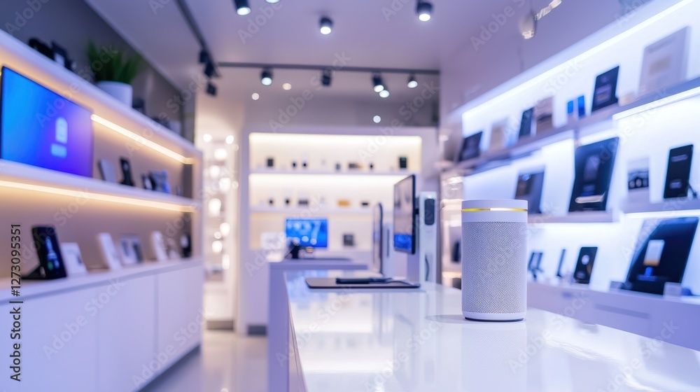 Wireless smart home device showroom featuring Google Home and Alexa Wireless smart home device showroom featuring Google Home and Alexa