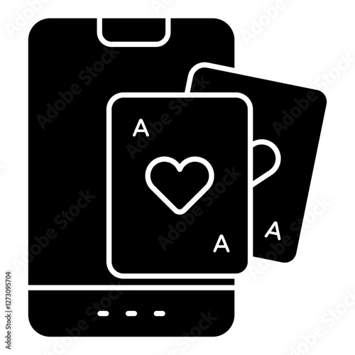 A flat design icon of mobile poker cards