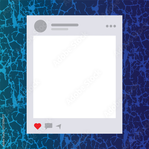 Social Media Post Mockup with Grungy Background and Interaction Tools