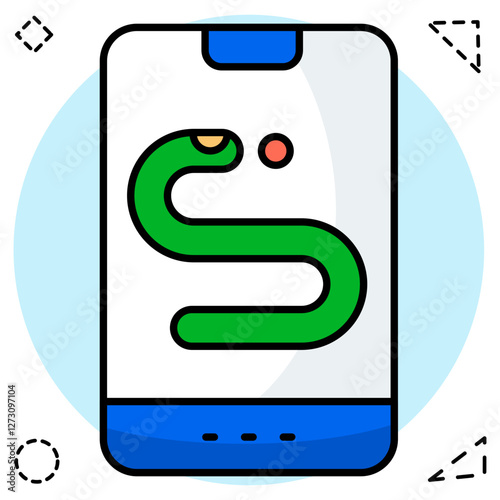 A flat design, icon of mobile snake game