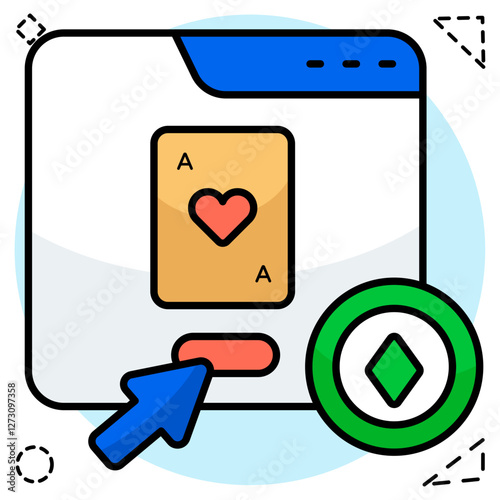 A flat design icon of online gambling photo