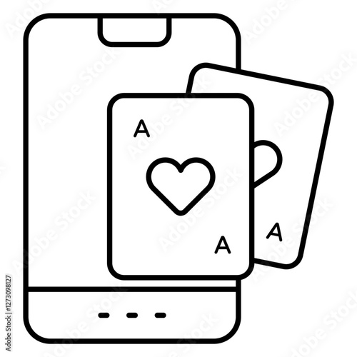 A flat design icon of mobile poker cards