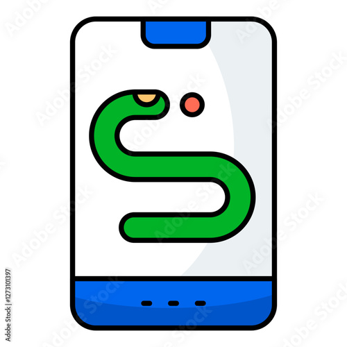A flat design, icon of mobile snake game