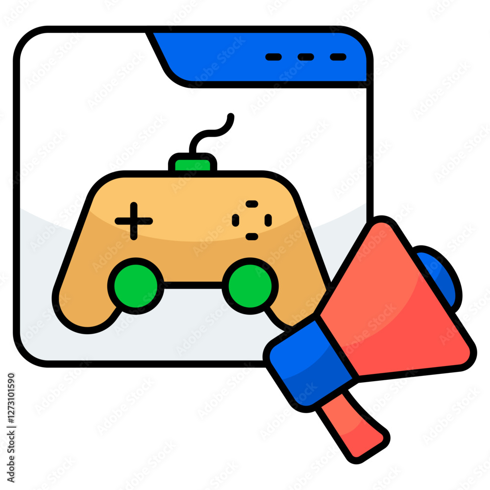 Modern design icon of video game promotion website Modern design icon of video game promotion website