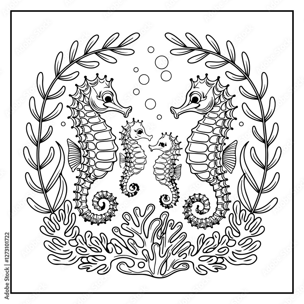 Fototapeta premium Ocean Of Fun Bold and Easy Coloring Book For Kids and Adults