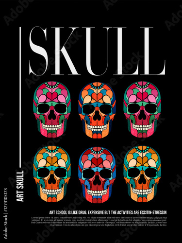 Skull Art School wall poster and tshirt clothing design