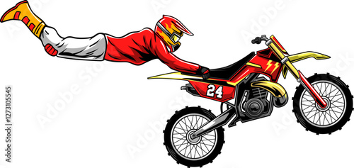 Red Motocross Extreme Sport Vector Illustration for sticker emblem t-shirt banner invitation poster	