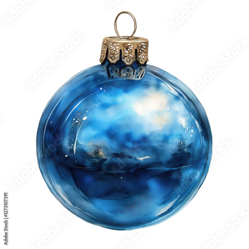 A blue ornament with a silver top
