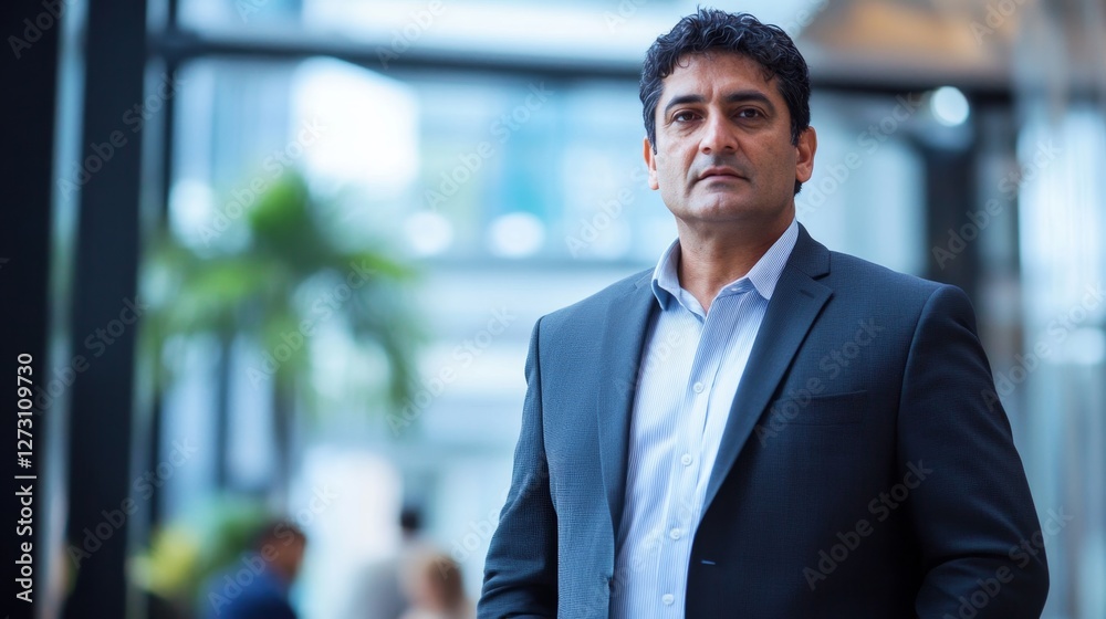 Charismatic Indian Businessman in Tailored Suit in Modern Office Charismatic Indian Businessman in Tailored Suit in Modern Office