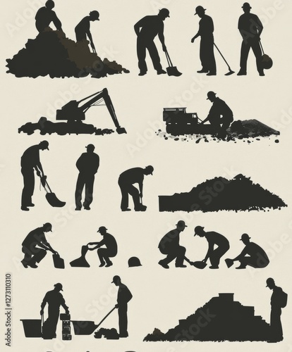 Set Of Workers Silhouettes, 