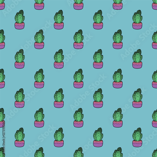 Seamless pattern with cactus doodle for decorative print, wrapping paper, greeting cards and fabric