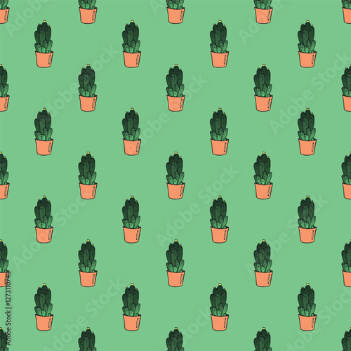 Seamless pattern with cactus doodle for decorative print, wrapping paper, greeting cards and fabric