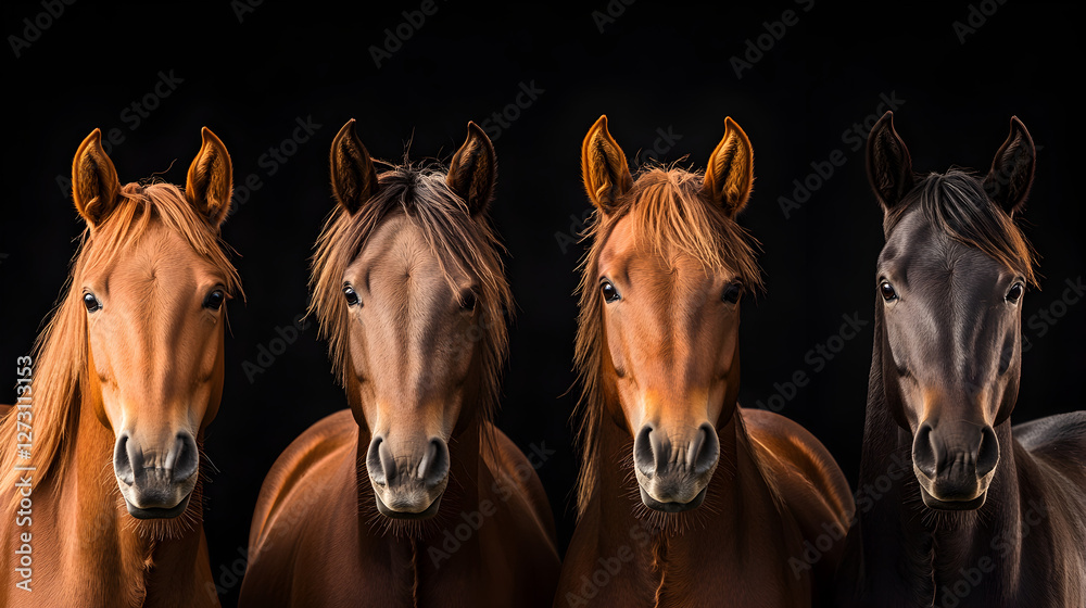 Obraz premium Majestic horse portraits close-up beauty and grace in dark studio