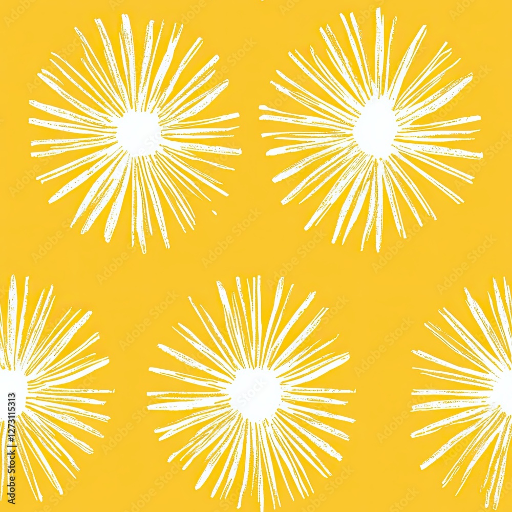 Hand drawn sunburst seamless pattern organic lines vibrant design for textile web and branding projects Hand drawn sunburst seamless pattern organic lines vibrant design for textile web and branding projects
