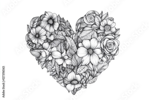 A heart shaped hand drawing with an adorable sketch line and divider design 