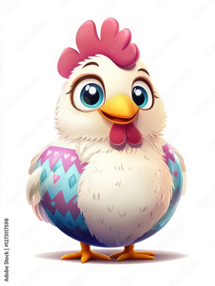 Easter Egg with Chicken - Cartoon Character - Vector Illustration Easter Egg with Chicken - Cartoon Character - Vector Illustration