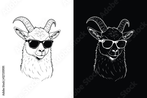 Cool goat head using sunglasses design