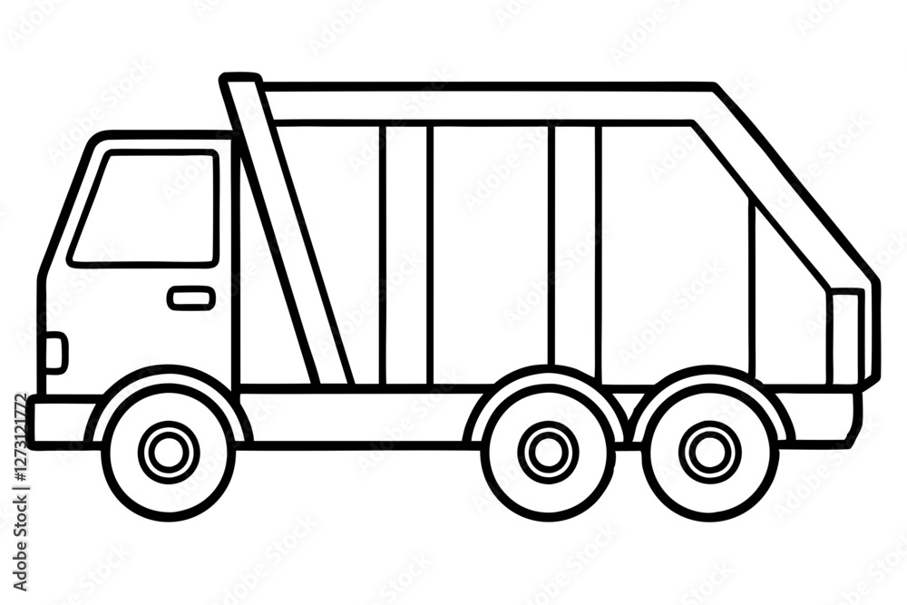 Trash Truck Line Drawing Illustration Trash Truck Line Drawing Illustration