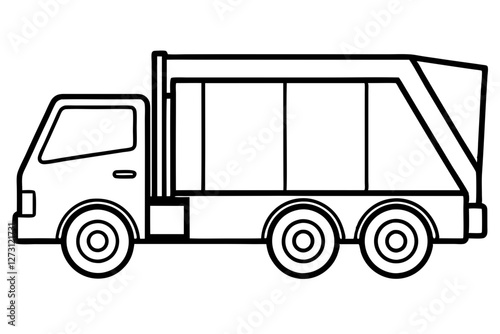 Trash Truck Line Drawing Illustration