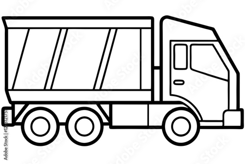 Trash Truck Line Drawing Illustration