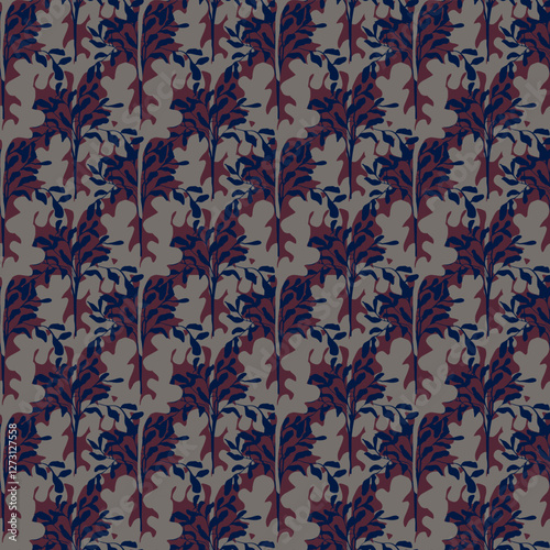 Botanical pattern. Vector ornament in muted colors. Dark aesthetics illustration. Stylized abstract branches and leaves.