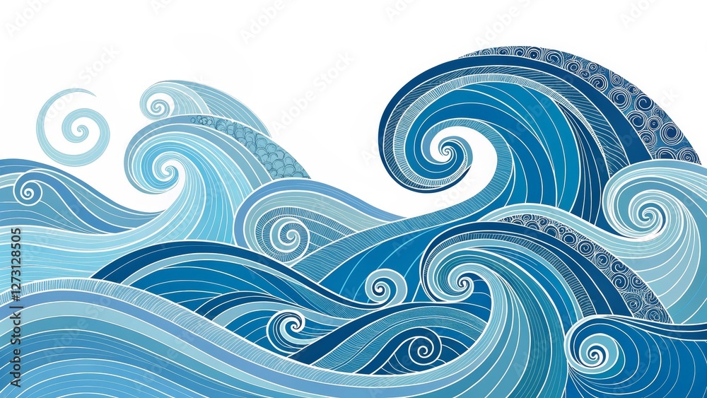 Intricate Zentangle Ocean Waves Blue Hues, Swirling Composition, Abstract Marine Art, illustration Ocean,Waves Intricate Zentangle Ocean Waves Blue Hues, Swirling Composition, Abstract Marine Art, illustration Ocean,Waves