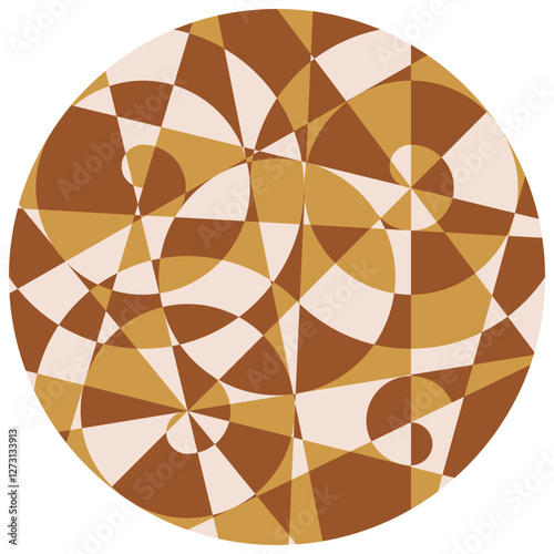 Printing to CD, design round template. Geometric minimal pattern artwork with simple shape. Abstract pattern circular graphic design of intersections of shapes, color overlay. Vector