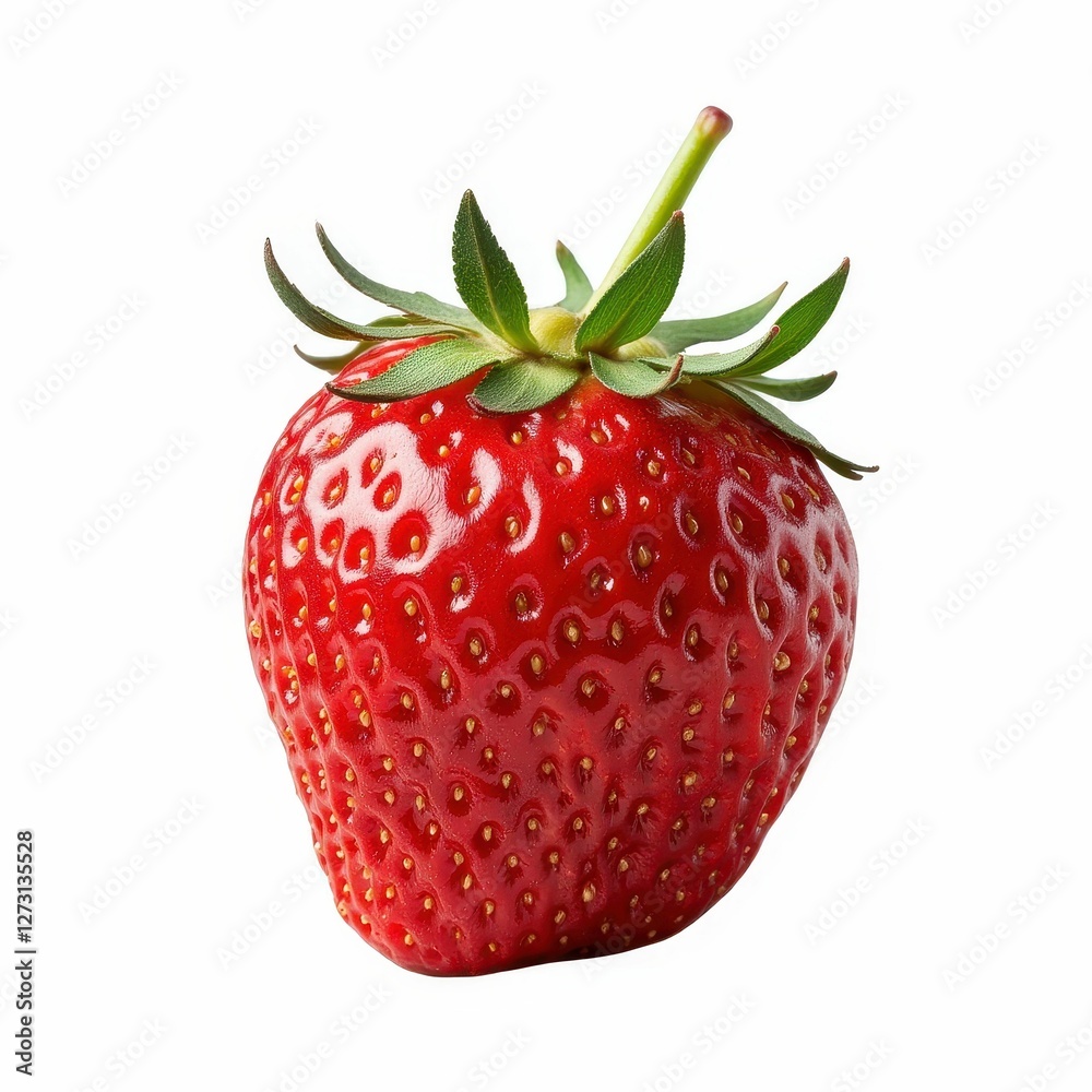 Close Up View of Fresh Ripe Strawberry Fruit Against Clear Background Detailed and Bright Close Up View of Fresh Ripe Strawberry Fruit Against Clear Background Detailed and Bright