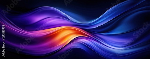 Wallpaper Mural Abstract Colorful Flowing Waves of Purple Blue and Orange on a Dark Background Torontodigital.ca