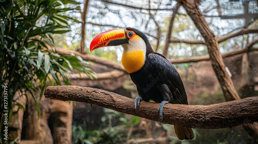 Obraz premium A colorful toucan perched on a rainforest branch