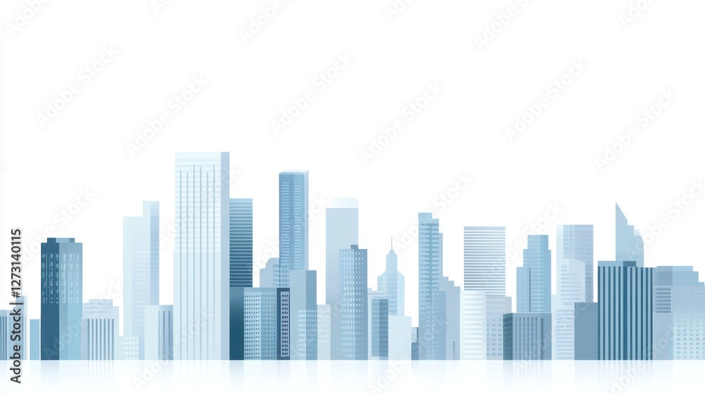 Obraz premium Cityscape skyline, urban development, modern architecture, buildings, white background, website banner