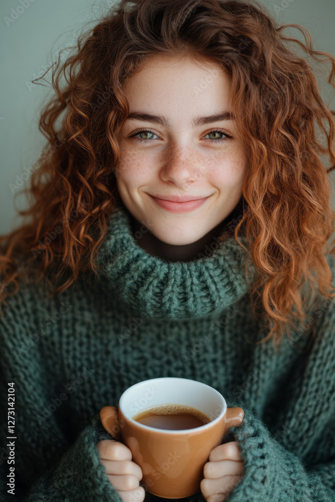 custom made wallpaper toronto digitalProfessional yet uplifting shot of a person happily sipping a cup of tea or coffee, emphasizing the
