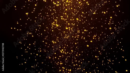 Glittering Gold Particles Falling, Abstract Sparkling Background, Festive Celebration