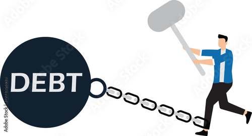 Breaking shackles of credits and loans. Financial freedom concept
