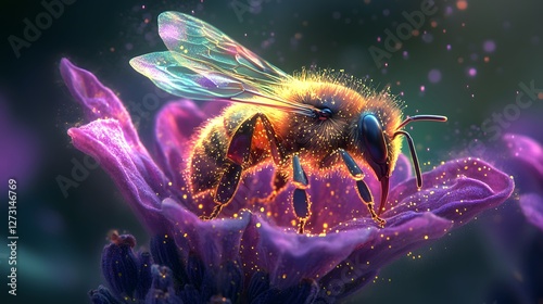 Beautiful colorful summer spring natural flower background. Bees working on a bright sunny day with beautiful bokeh	