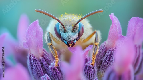 Beautiful colorful summer spring natural flower background. Bees working on a bright sunny day with beautiful bokeh	