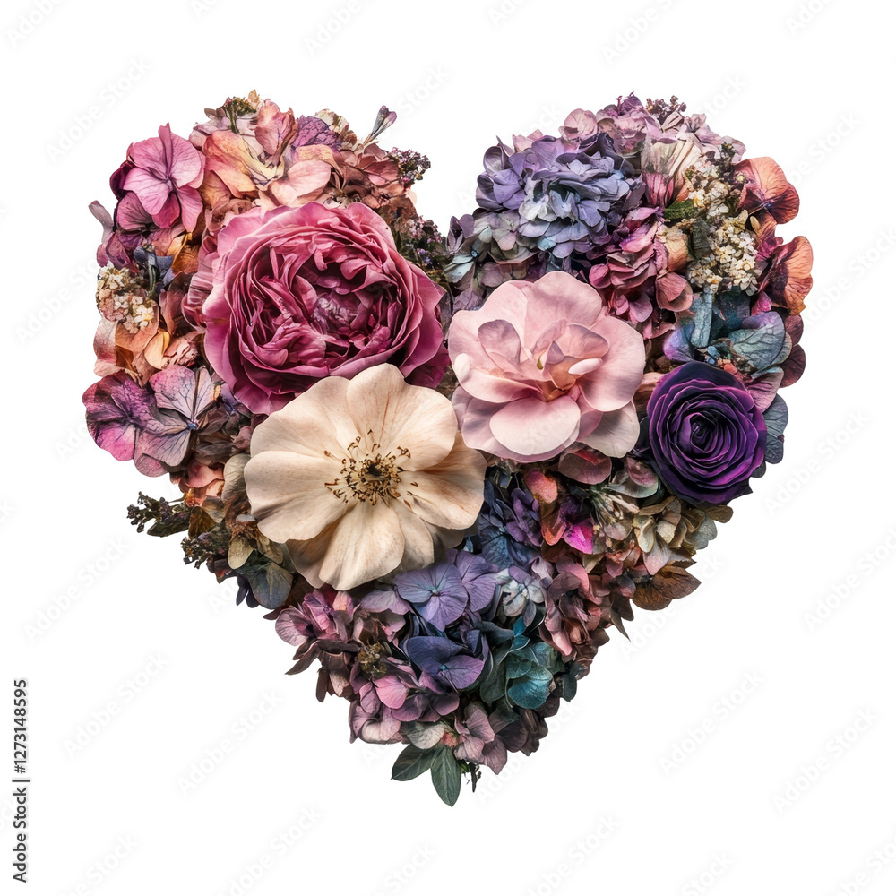 Flower heart arrangement studio photography indoor close-up Flower heart arrangement studio photography indoor close-up