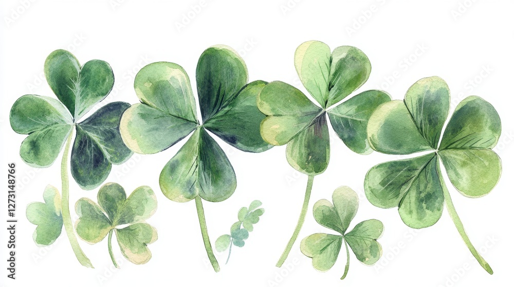 Watercolor clover isolated on white background, Lucky clover leaves with four leaf,Clover flowers background,Patricks day watercolor clipart,Spring flower pattern,St. Patrick s day seamless pattern. Watercolor clover isolated on white background, Lucky clover leaves with four leaf,Clover flowers background,Patricks day watercolor clipart,Spring flower pattern,St. Patrick s day seamless pattern.