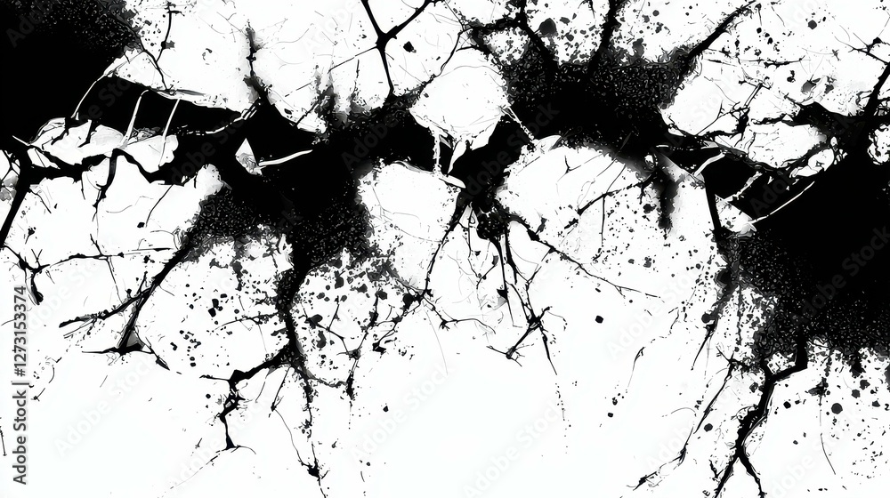 Obraz premium Black Ink Splash Texture White Background Design Element Decor