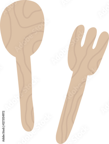 Bamboo cutlery zero waste lifestyle vector