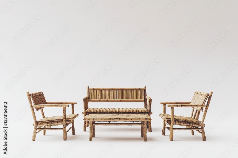 Stylish Bamboo Furniture Set for Modern Minimalist Living Room Stylish Bamboo Furniture Set for Modern Minimalist Living Room