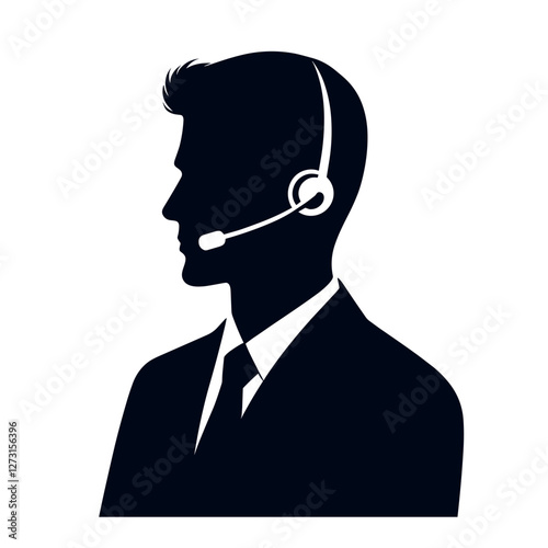 Customer support representative with headset silhouette