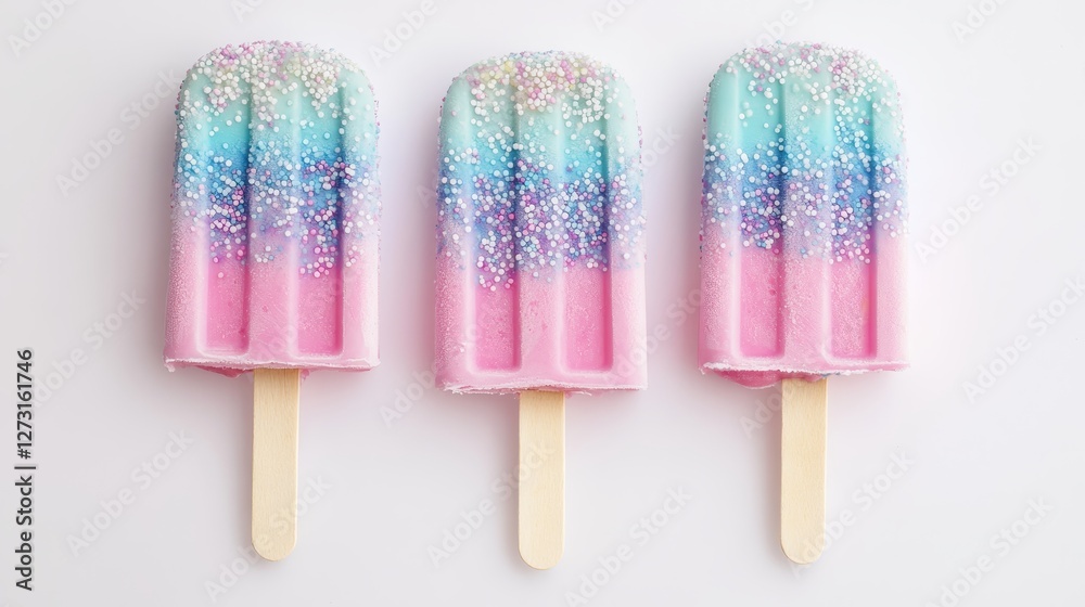 Colorful popsicles with sprinkles, Pastel gradient ice cream, Vibrant frozen treats Colorful popsicles with sprinkles, Pastel gradient ice cream, Vibrant frozen treats