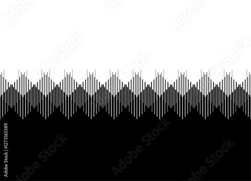 Vector horizontal transition from black to white from lines and geometric shapes.  black and white design, for backgrounds, printed products and modern graphics. Trendy vector background