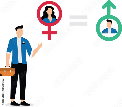 Concept balance on man and woman equal opportunities