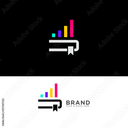 Colorful Book Logo Design Education, Growth, Knowledge, Success, Brand